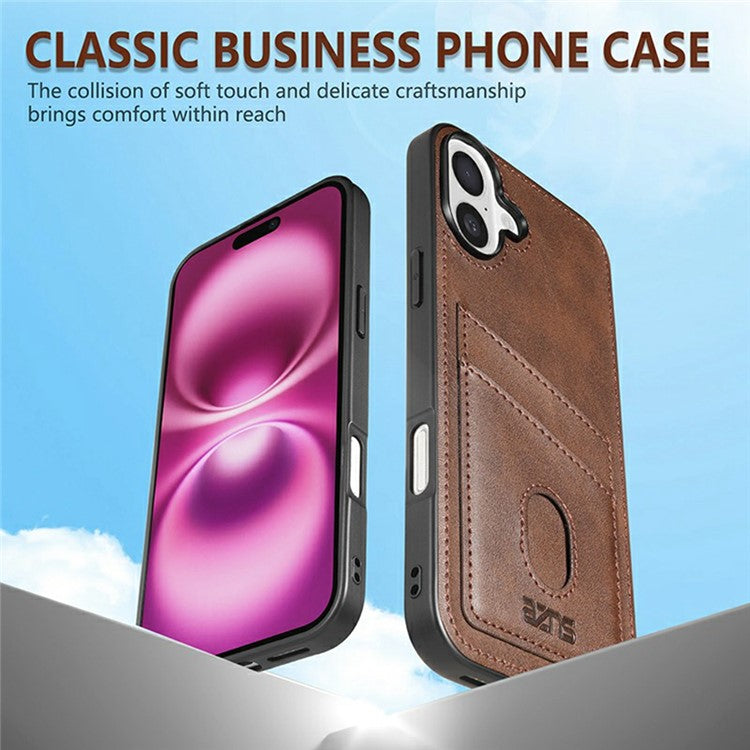 AZNS K1 Series For iPhone 16 Case Calf Texture Anti-Drop PU+TPU Phone Cover - Coffee