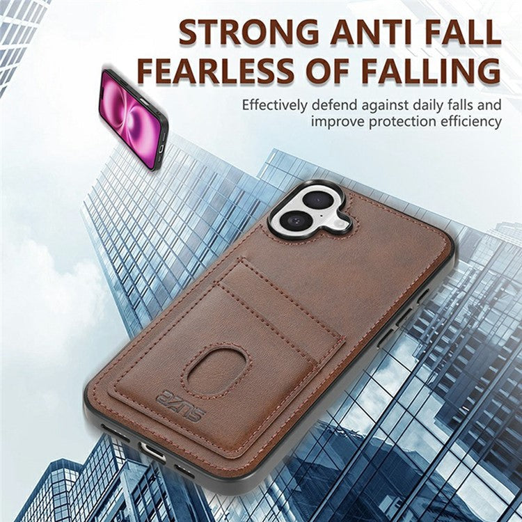 AZNS K1 Series For iPhone 16 Case Calf Texture Anti-Drop PU+TPU Phone Cover - Coffee