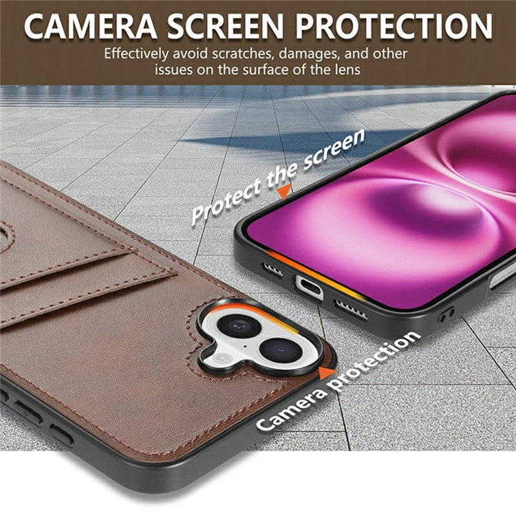 AZNS K1 Series For iPhone 16 Case Calf Texture Anti-Drop PU+TPU Phone Cover - Coffee