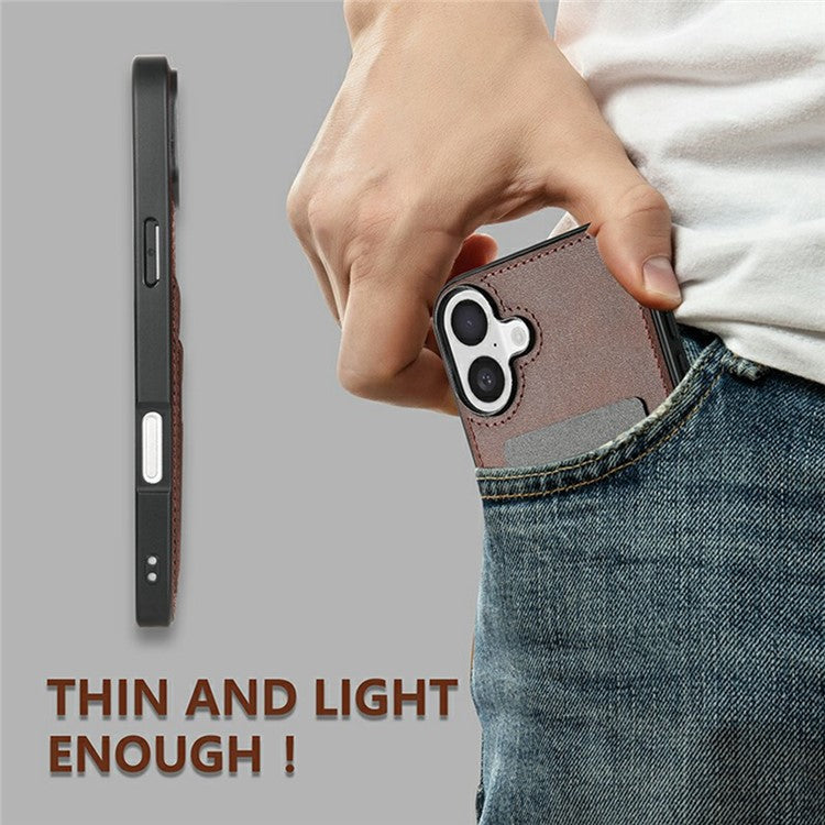 AZNS K1 Series For iPhone 16 Case Calf Texture Anti-Drop PU+TPU Phone Cover - Coffee