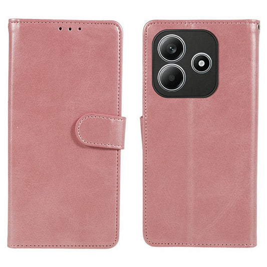 For Xiaomi Redmi Note 14 5G Case PU Leather Wallet Protective Phone Cover Calf Texture - Rose Gold