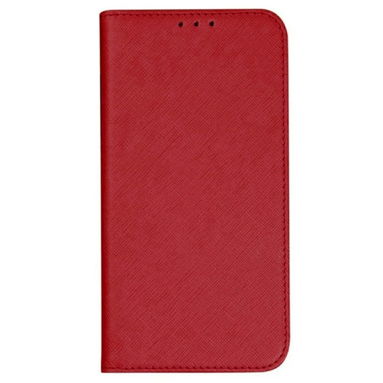 For Xiaomi Redmi Note 14 5G Case Cross Texture Leather Phone Cover Hidden Magnetic - Red