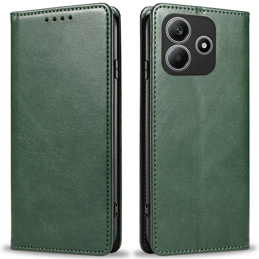 For Xiaomi Redmi Note 14 5G Case Strong Magnetic PU Leather Phone Cover Calf Texture - Green