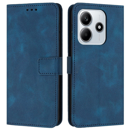 For Xiaomi Redmi Note 14 5G Leather Case Solid Color Wallet Protective Phone Cover - Blue