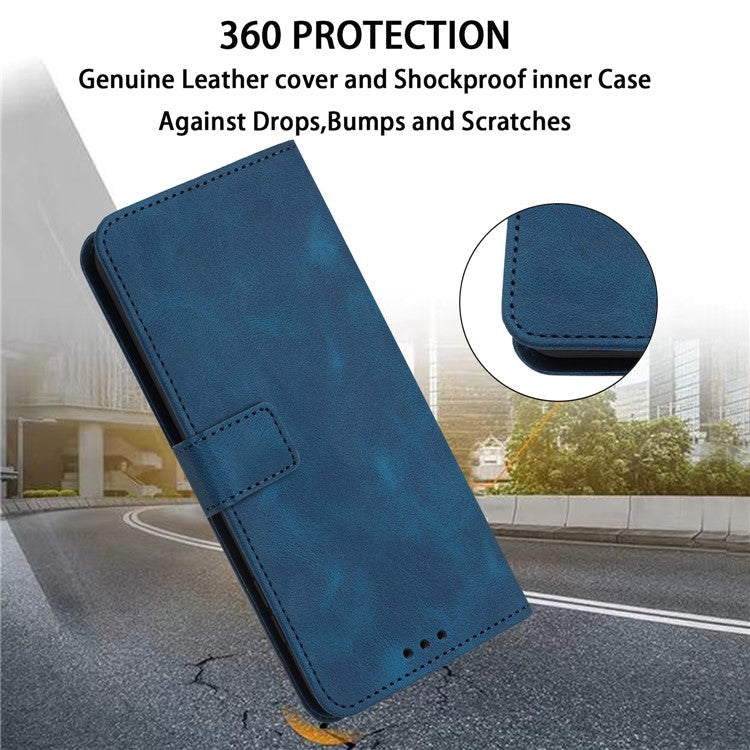For Xiaomi Redmi Note 14 5G Leather Case Solid Color Wallet Protective Phone Cover - Blue
