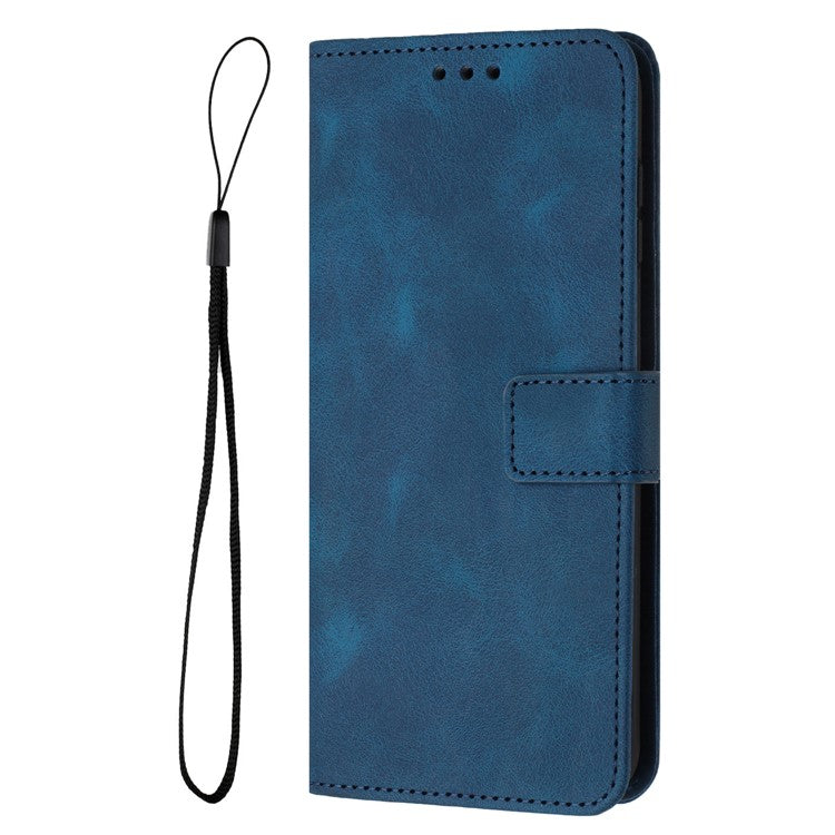 For Xiaomi Redmi Note 14 5G Leather Case Solid Color Wallet Protective Phone Cover - Blue