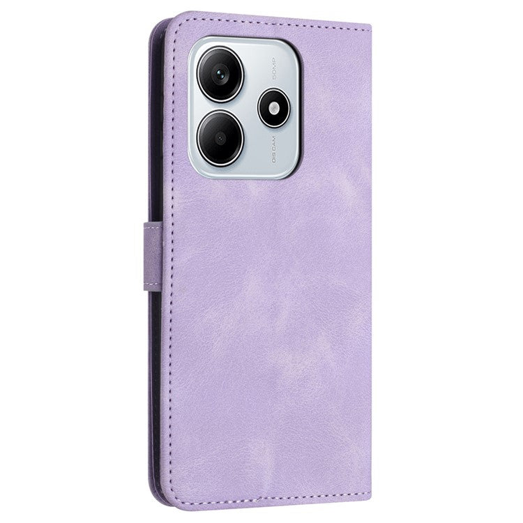 For Xiaomi Redmi Note 14 5G Leather Case Solid Color Wallet Protective Phone Cover - Purple