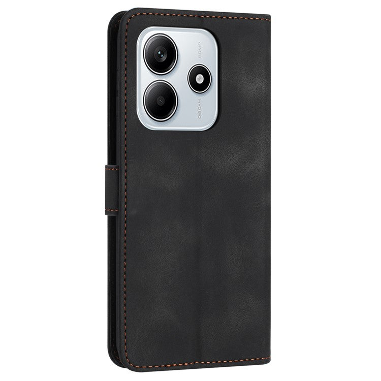 For Xiaomi Redmi Note 14 5G Leather Case Solid Color Wallet Protective Phone Cover - Black
