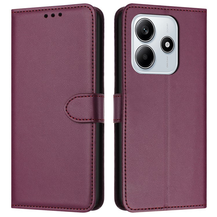 For Xiaomi Redmi Note 14 5G Wallet Phone Case Leather Stand Cover with Strap - Purple