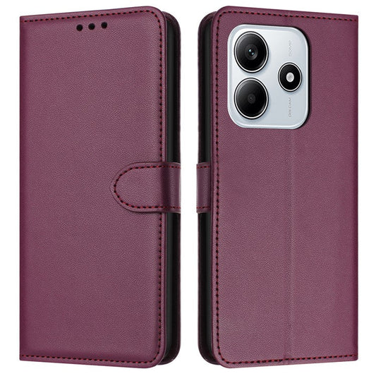 For Xiaomi Redmi Note 14 5G Wallet Phone Case Leather Stand Cover with Strap - Purple