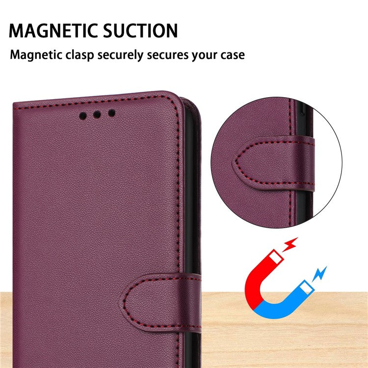 For Xiaomi Redmi Note 14 5G Wallet Phone Case Leather Stand Cover with Strap - Purple