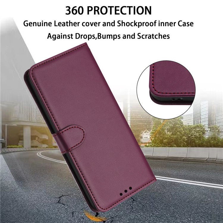 For Xiaomi Redmi Note 14 5G Wallet Phone Case Leather Stand Cover with Strap - Purple