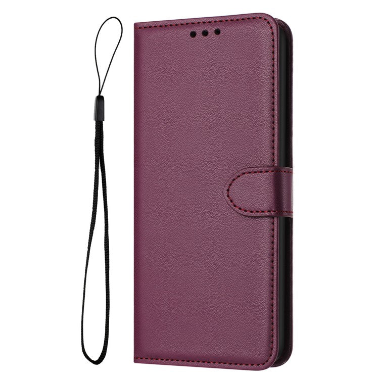 For Xiaomi Redmi Note 14 5G Wallet Phone Case Leather Stand Cover with Strap - Purple