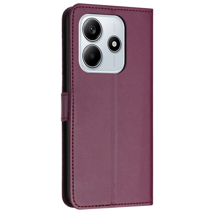 For Xiaomi Redmi Note 14 5G Wallet Phone Case Leather Stand Cover with Strap - Purple