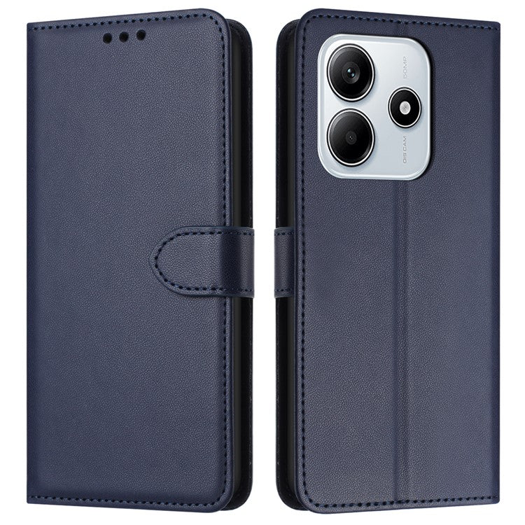 For Xiaomi Redmi Note 14 5G Wallet Phone Case Leather Stand Cover with Strap - Blue
