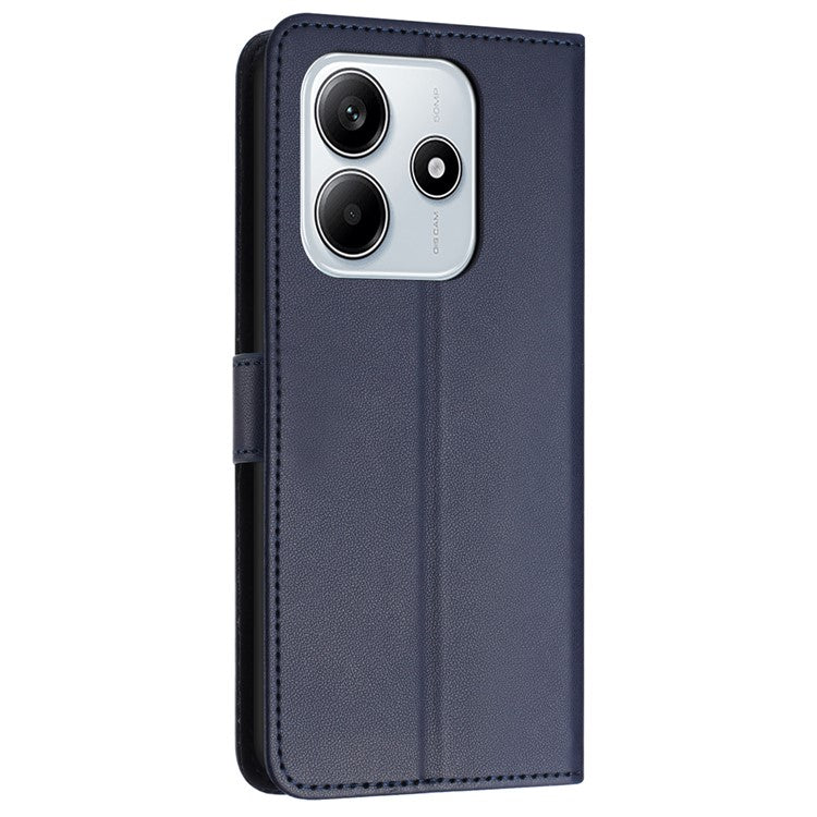 For Xiaomi Redmi Note 14 5G Wallet Phone Case Leather Stand Cover with Strap - Blue