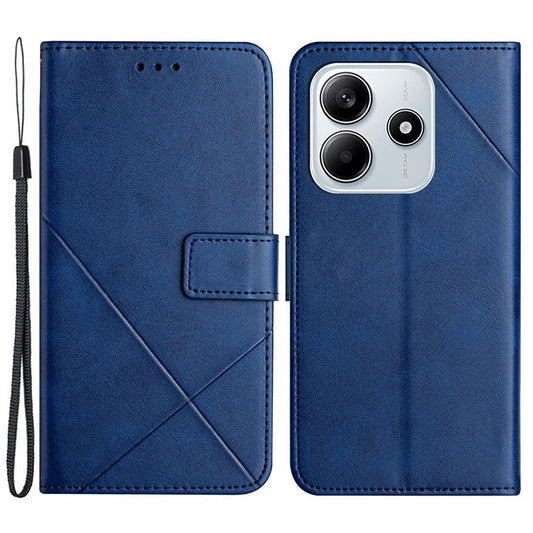 For Xiaomi Redmi Note 14 5G Leather Case Line Pattern Wallet Phone Cover - Blue