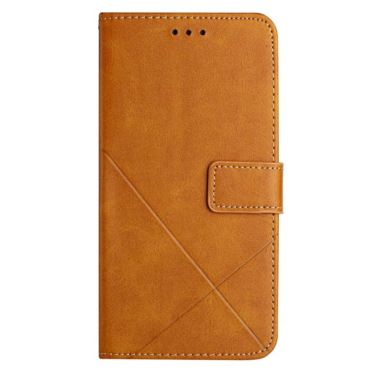 For Xiaomi Redmi Note 14 5G Leather Case Line Pattern Wallet Phone Cover - Yellow
