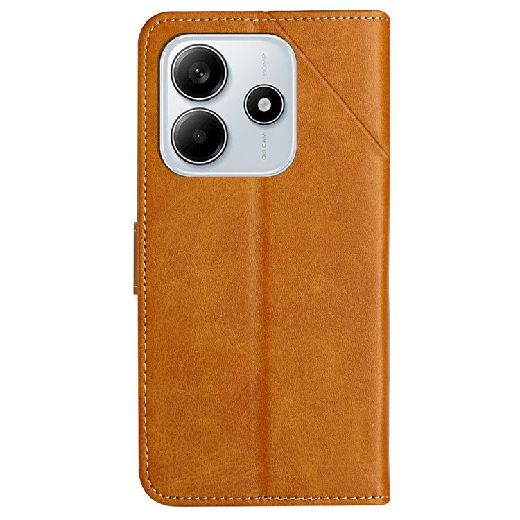 For Xiaomi Redmi Note 14 5G Leather Case Line Pattern Wallet Phone Cover - Yellow