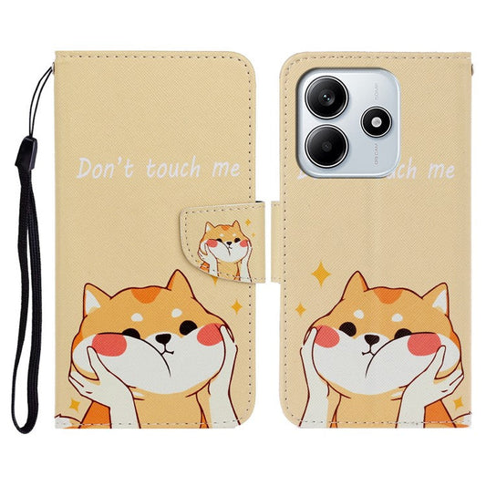 For Xiaomi Redmi Note 14 5G Case Pattern Printing Protective Leather Folio Phone Cover - Shiba Inu