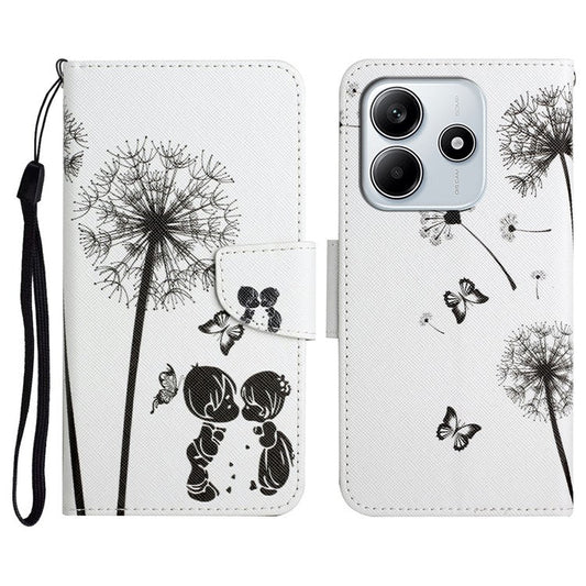 For Xiaomi Redmi Note 14 5G Case Pattern Printing Protective Leather Folio Phone Cover - Dandelion