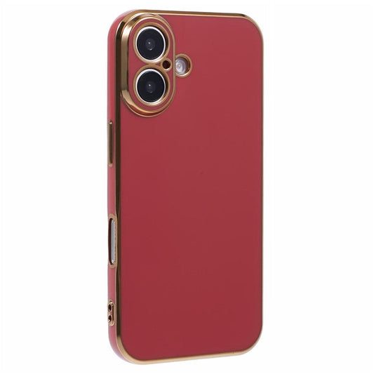 For iPhone 16 Plus Case TPU Slim Fit Shockproof Phone Cover 6D Electroplating - Red