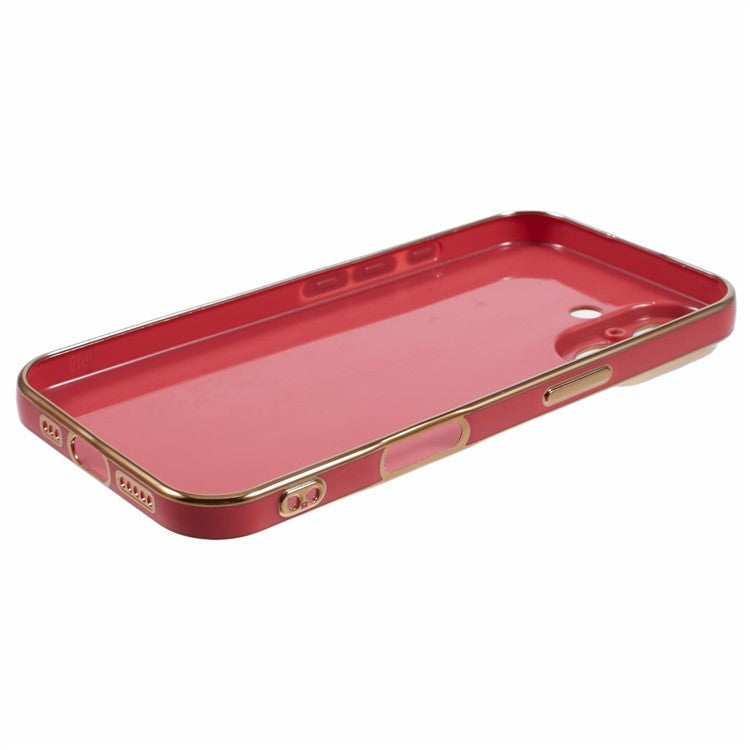 For iPhone 16 Plus Case TPU Slim Fit Shockproof Phone Cover 6D Electroplating - Red