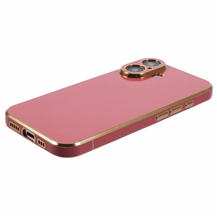 For iPhone 16 Plus Case TPU Slim Fit Shockproof Phone Cover 6D Electroplating - Red