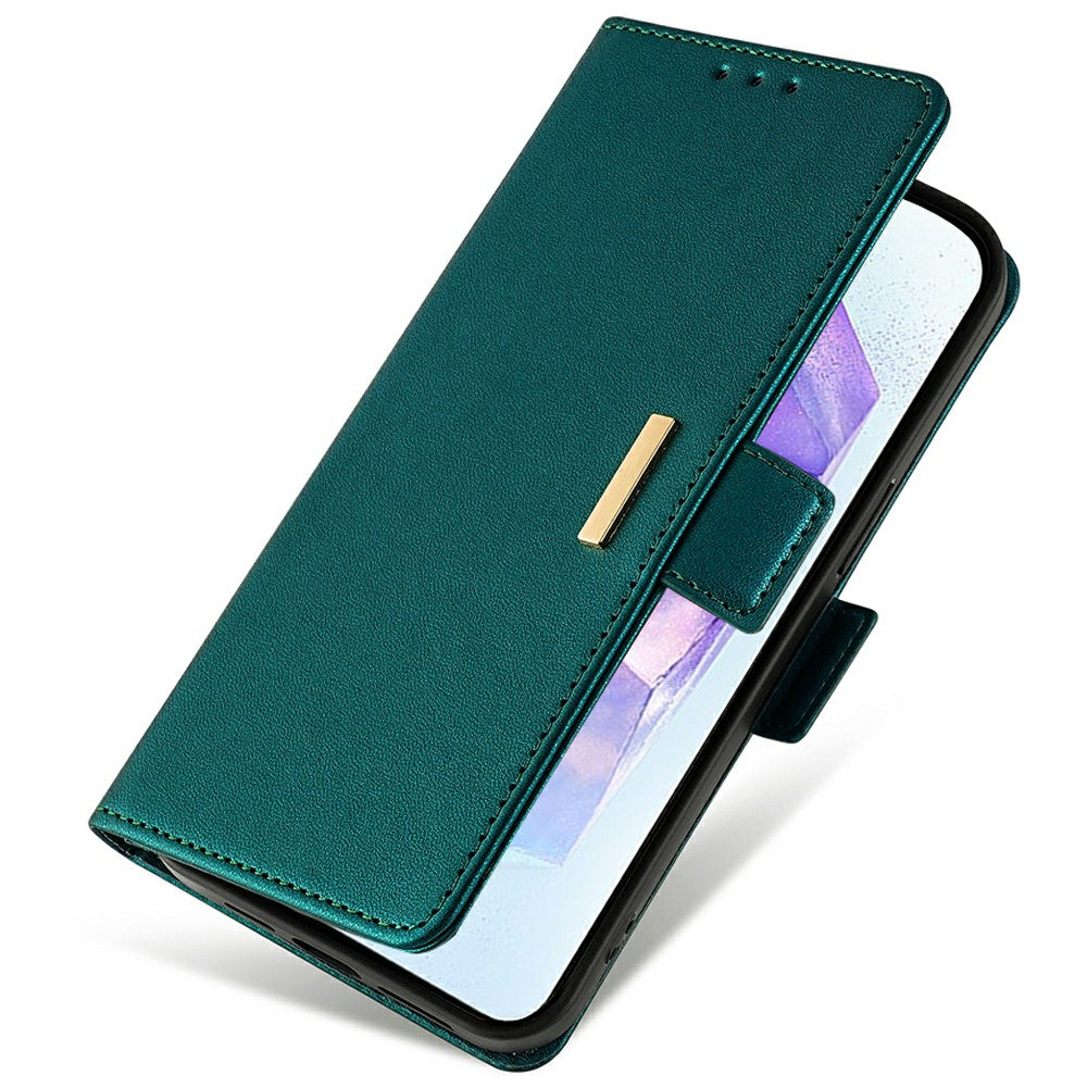 For Samsung Galaxy A16 5G / A16 4G Leather Wallet Case RFID Blocking Stand Cover with Hand Strap - Green