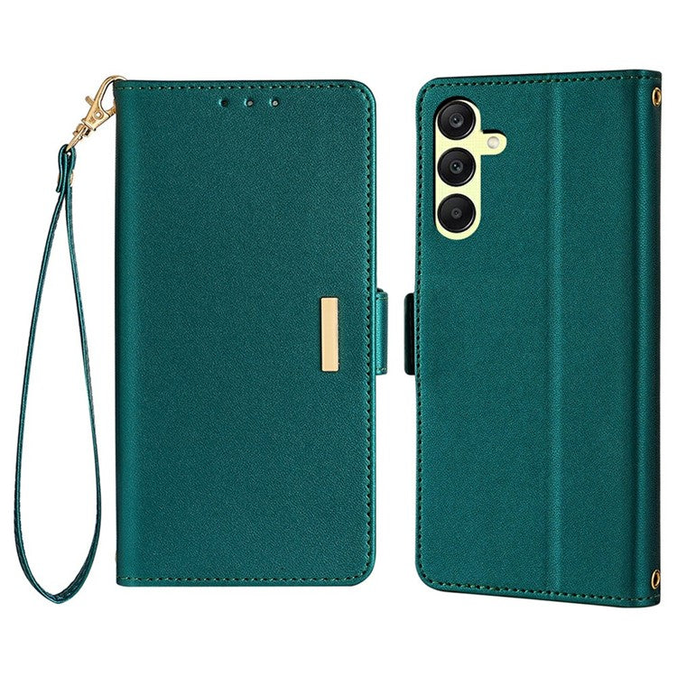 For Samsung Galaxy A15 5G Leather Wallet Case RFID Blocking Stand Cover with Hand Strap - Green