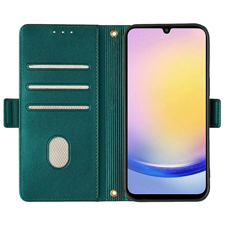 For Samsung Galaxy A15 5G Leather Wallet Case RFID Blocking Stand Cover with Hand Strap - Green