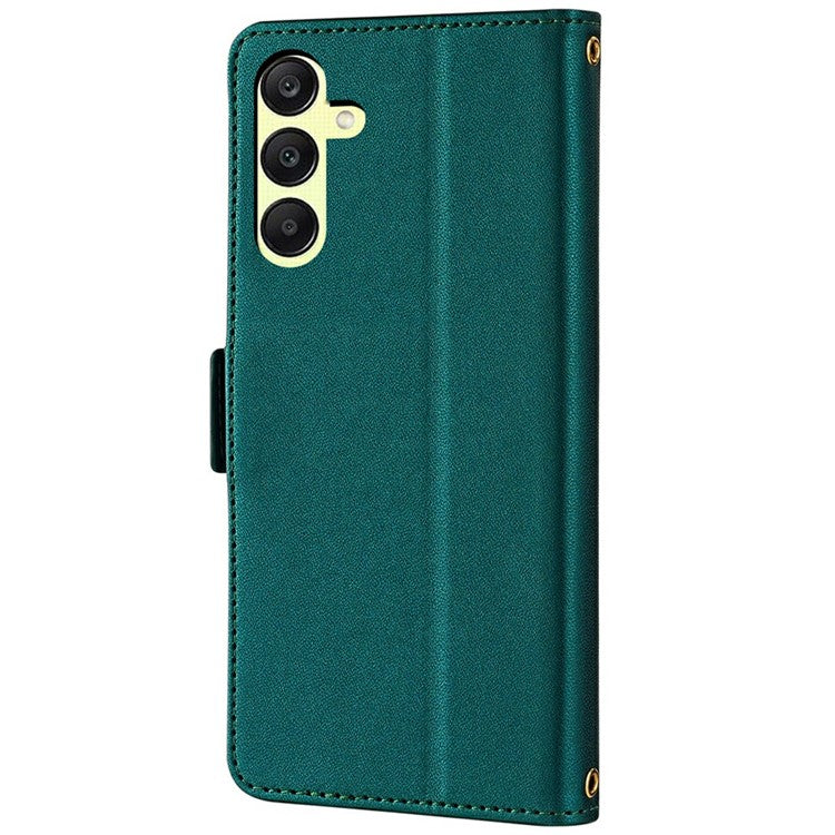 For Samsung Galaxy A15 5G Leather Wallet Case RFID Blocking Stand Cover with Hand Strap - Green