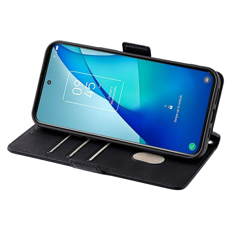 For Motorola Edge 50 Neo 5G / Moto S50 5G / Thinkphone 25 5G Leather Wallet Case RFID Blocking Stand Cover with Hand Strap - Black