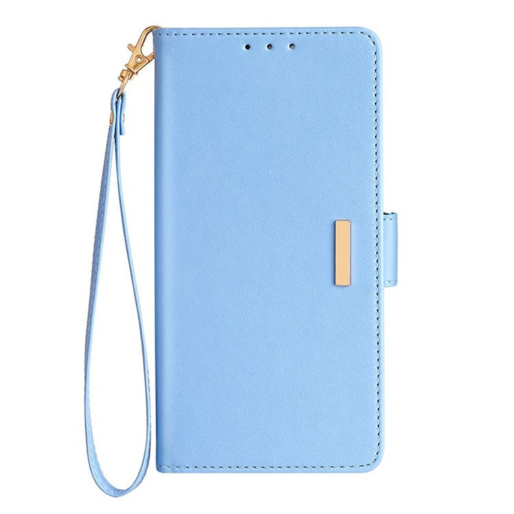 For Motorola Edge 50 Neo 5G / Moto S50 5G / Thinkphone 25 5G Leather Wallet Case RFID Blocking Stand Cover with Hand Strap - Blue