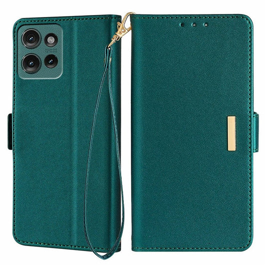 For Motorola Edge 50 Neo 5G / Moto S50 5G / Thinkphone 25 5G Leather Wallet Case RFID Blocking Stand Cover with Hand Strap - Green