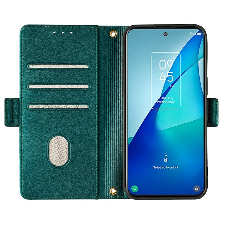 For Motorola Edge 50 Neo 5G / Moto S50 5G / Thinkphone 25 5G Leather Wallet Case RFID Blocking Stand Cover with Hand Strap - Green