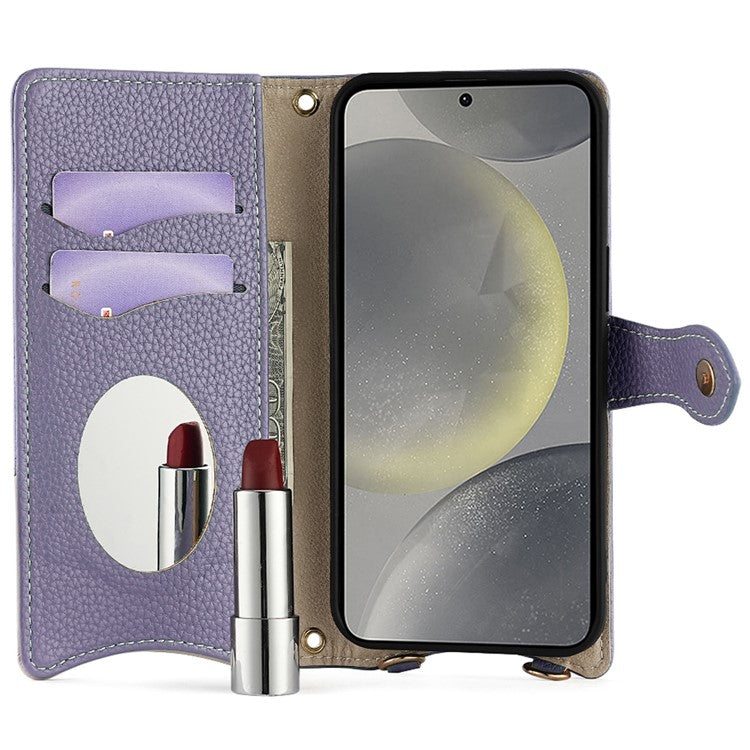 For Samsung Galaxy S24+ Leather Case Wallet Stand Cover Irregular Tail Style with Chain Strap - Purple