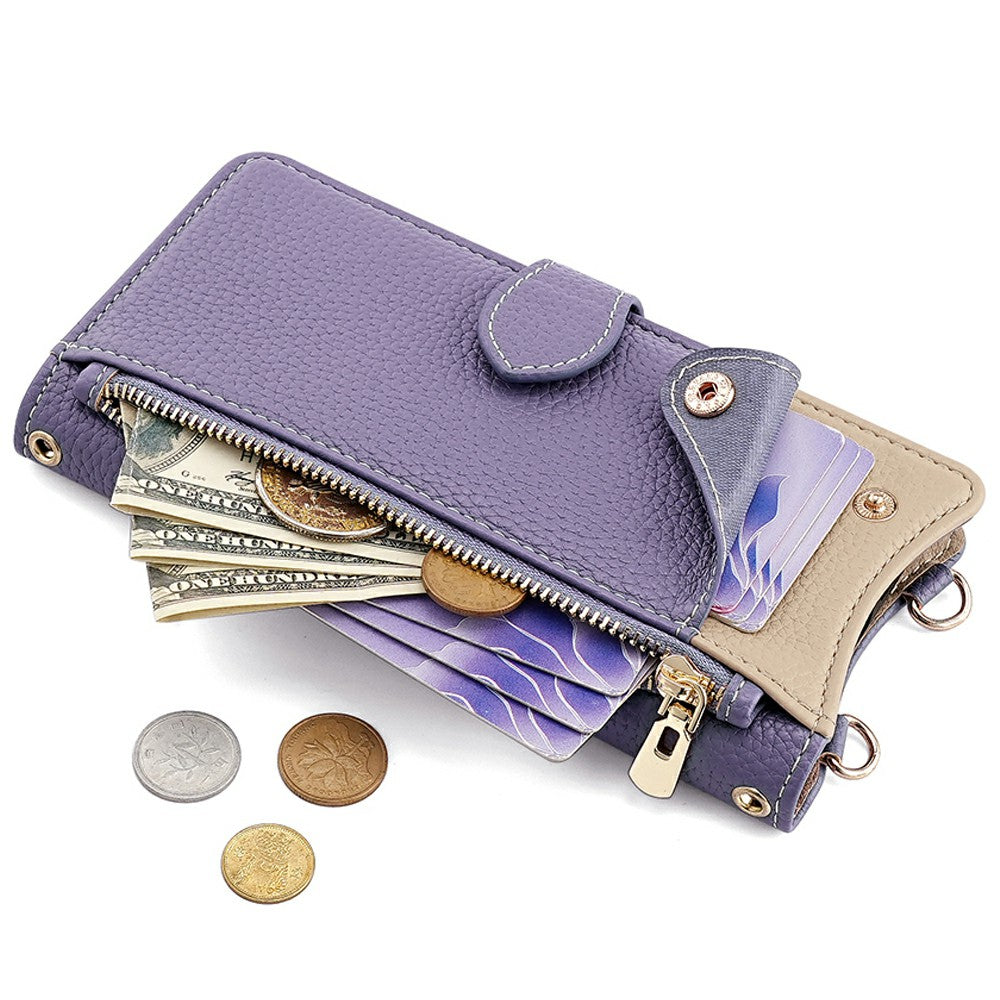 For Samsung Galaxy A16 5G / A16 4G Leather Case Wallet Stand Cover Irregular Tail Style with Chain Strap - Purple