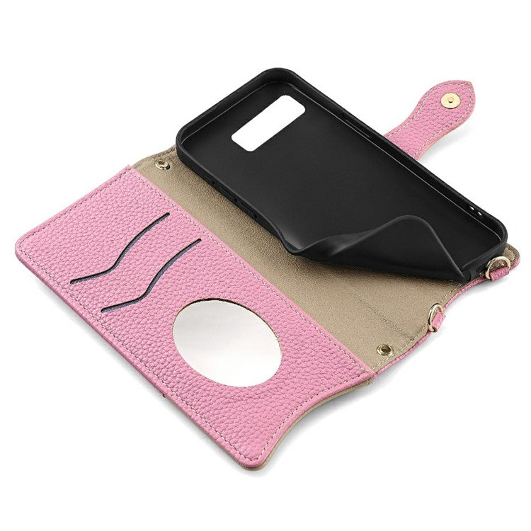 For Google Pixel 8 Leather Case Wallet Stand Cover Irregular Tail Style with Chain Strap - Pink