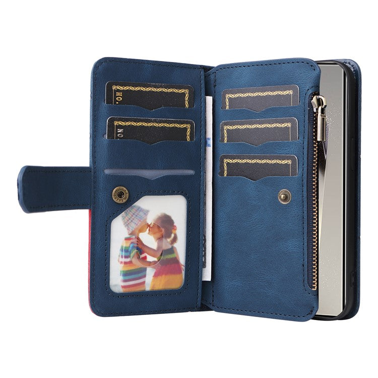 KT Multi-Function Series-5 For Samsung Galaxy S25 Ultra Case Zipper Wallet Leather Phone Cover Stand - Blue