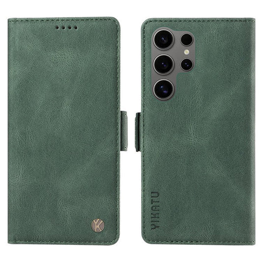 YIKATU YK-005 For Samsung Galaxy S25 Ultra Case PU Leather Wallet Phone Cover Skin Touch Feeling - Green