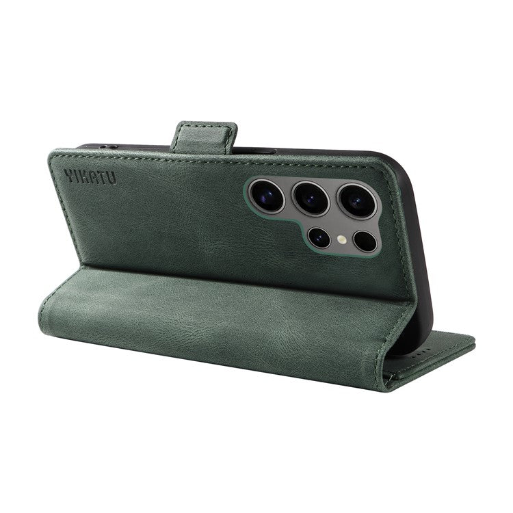 YIKATU YK-005 For Samsung Galaxy S25 Ultra Case PU Leather Wallet Phone Cover Skin Touch Feeling - Green