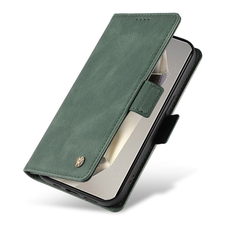 YIKATU YK-005 For Samsung Galaxy S25 Ultra Case PU Leather Wallet Phone Cover Skin Touch Feeling - Green