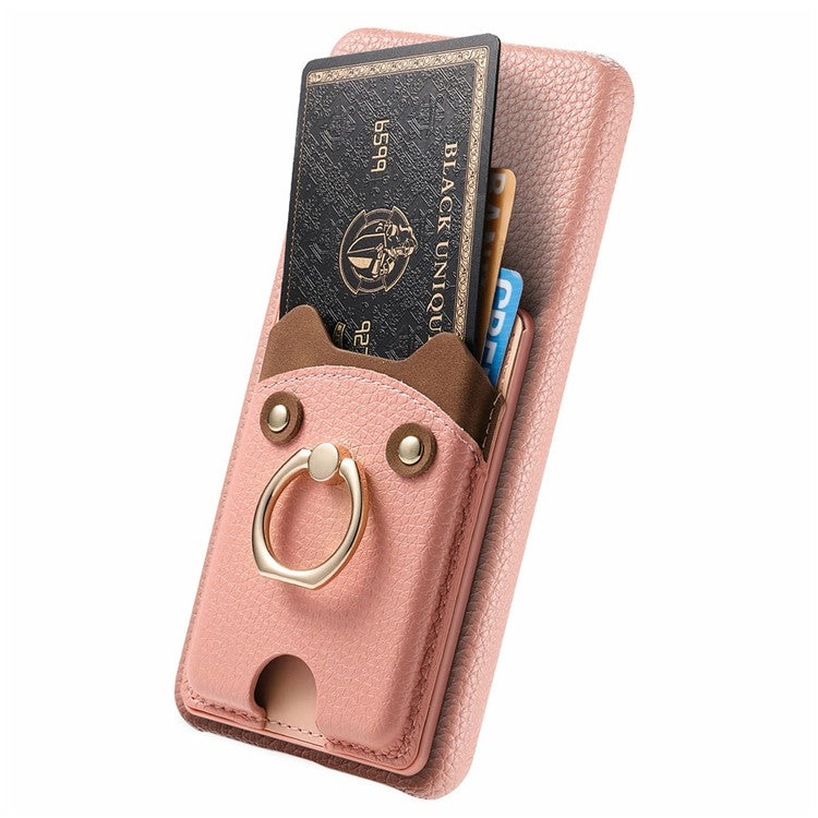 For Google Pixel 9 / 9 Pro Case Cute Bear Design PU Leather+TPU Card Holder Phone Cover - Pink