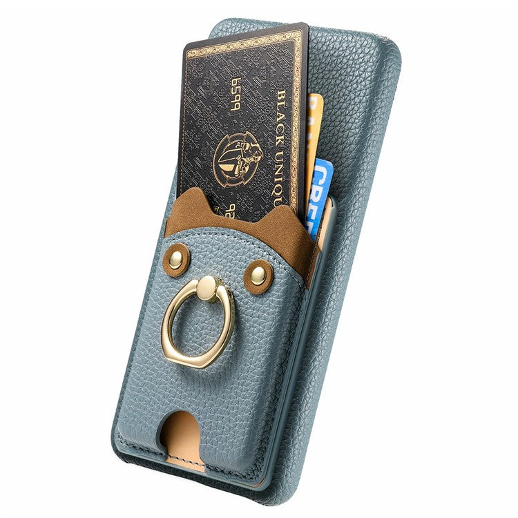 For Google Pixel 9 Pro XL Case Cute Bear Design PU Leather+TPU Card Holder Phone Cover - Blue