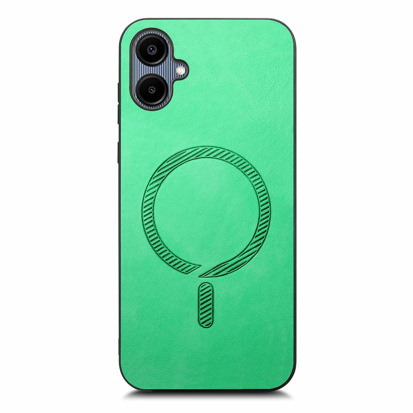For Samsung Galaxy A06 Leather Back Case Compatible with MagSafe Skin-Touch Phone Cover - Green