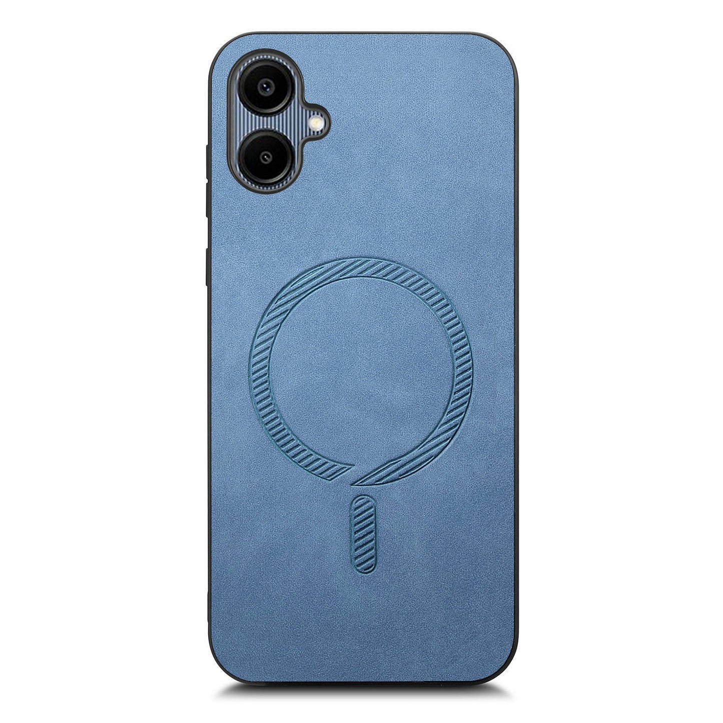 For Samsung Galaxy A06 Leather Back Case Compatible with MagSafe Skin-Touch Phone Cover - Blue