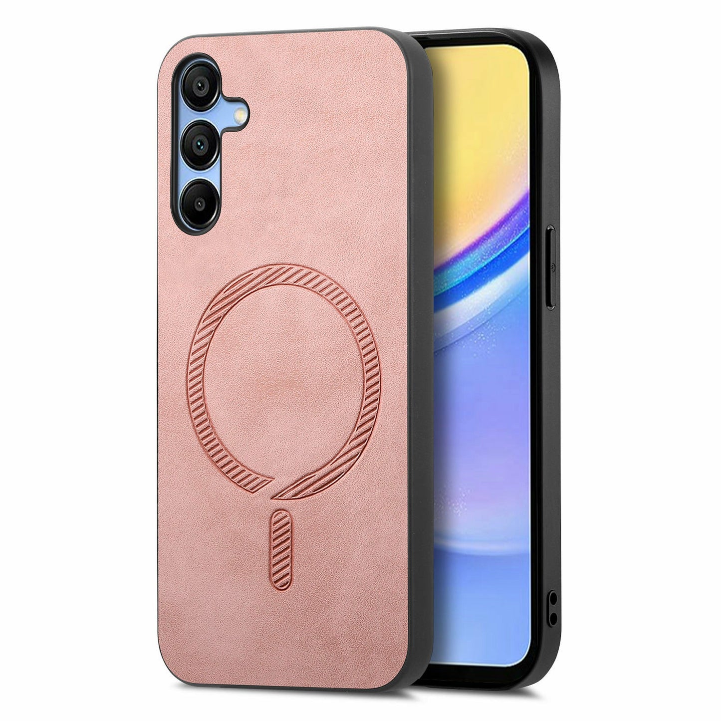 For Samsung Galaxy A16 5G / 4G Leather Back Case Compatible with MagSafe Skin-Touch Phone Cover - Pink