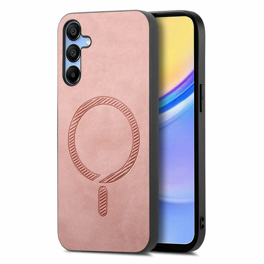 For Samsung Galaxy A16 5G / 4G Leather Back Case Compatible with MagSafe Skin-Touch Phone Cover - Pink