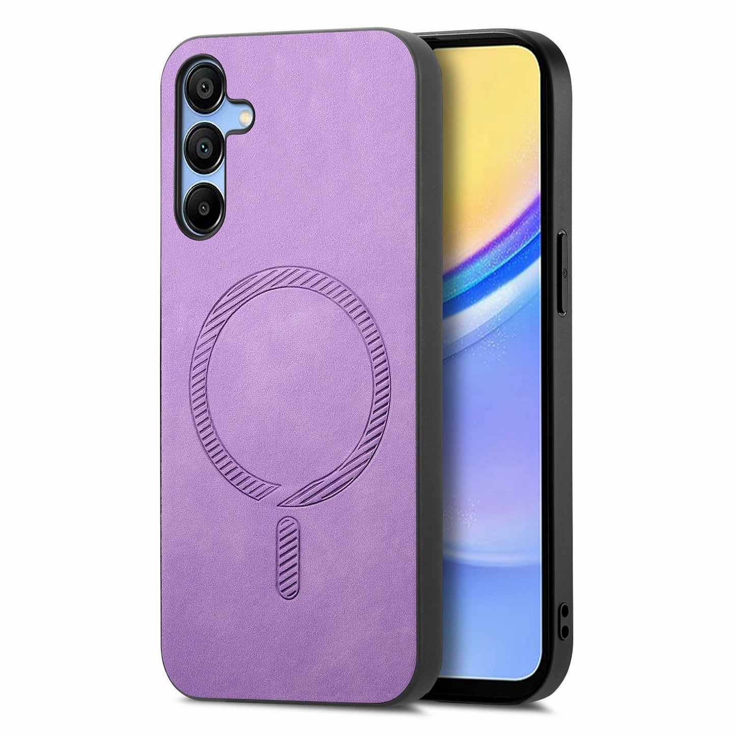 For Samsung Galaxy A16 5G / 4G Leather Back Case Compatible with MagSafe Skin-Touch Phone Cover - Purple